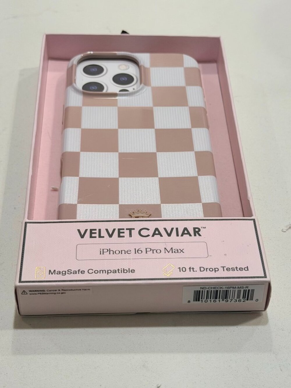 Velvet Caviar Mocha Vibe Checkered iPhone Case - iPhone 16 Pro Max - New in Box